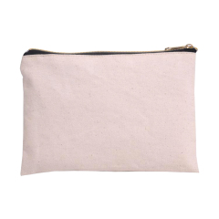 High Quality White Canvas Cosmetic Bag Polyester Lined Zipper Makeup Bag